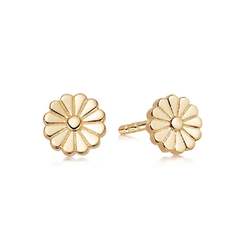 Silver Stud Earrings for Men -Daisy Bloom Stud Earrings 18ct Gold Plate