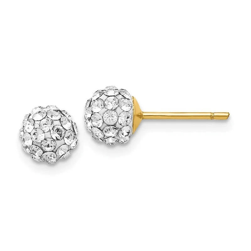 Stud Earrings for Birthday Celebration -14k Yellow Gold Round Crystal Stud Earrings (L-6 mm, W-6 mm)