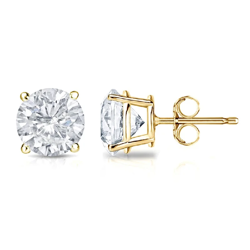 Stud Earrings for Wedding Ceremony -18k Gold 2ct TW Round Clarity Enhanced Diamond Stud Earrings (E-F, I1-I2)