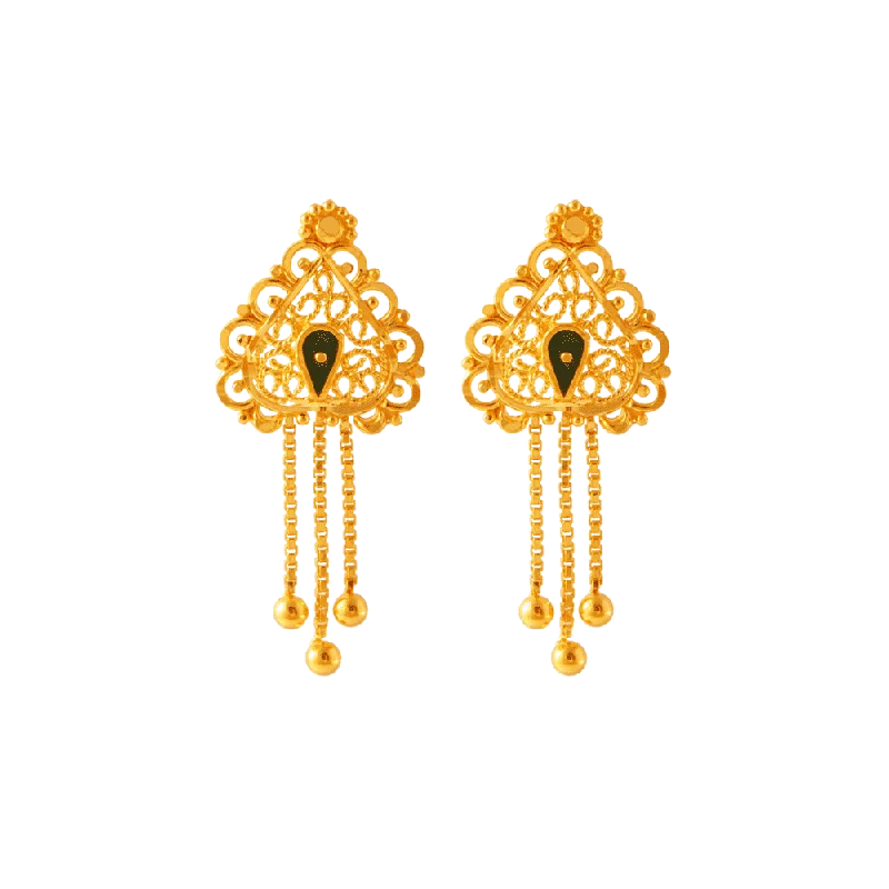 Punk Stud Earrings with Spikes -22KT (916) Yellow Gold Stud Earrings For Women