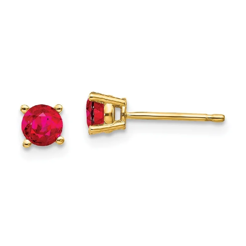 Stud Earrings for Formal Attire -14k Yellow Gold Ruby Stud Earrings (L-4 mm, W-4 mm)