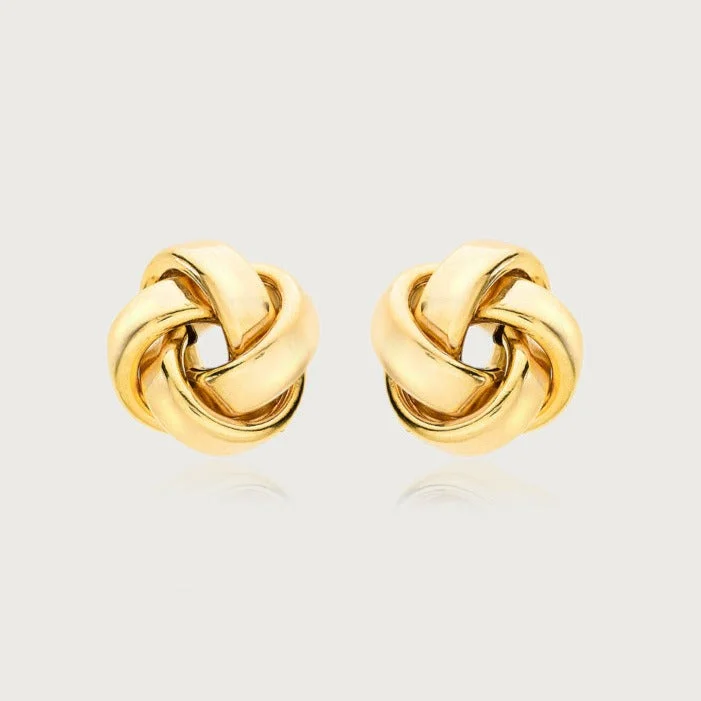 Heart Shaped Stud Earrings for Love -Love Knot Gold Stud Earrings in 9K Gold