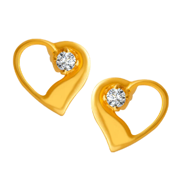 Stud Earrings for Party Look -22KT Yellow Gold And American Diamond Stud Earrings For Women