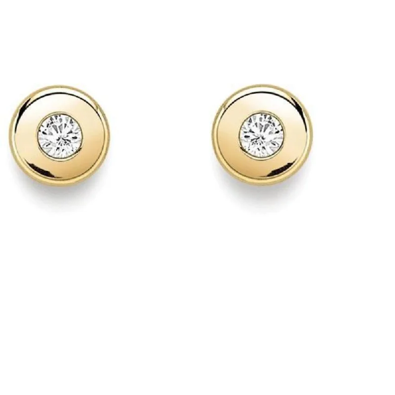 Bohemian Stud Earrings with Tassels -9ct yellow gold CZ small round stud earrings