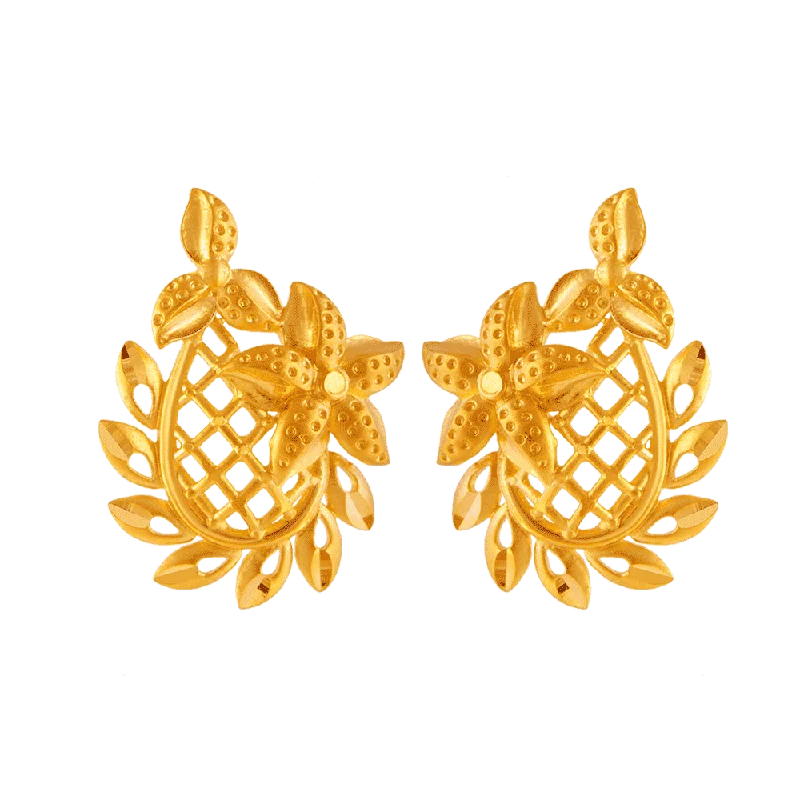 African Stud Earrings with Culture -22KT (916) Yellow Gold Stud Earrings For Women