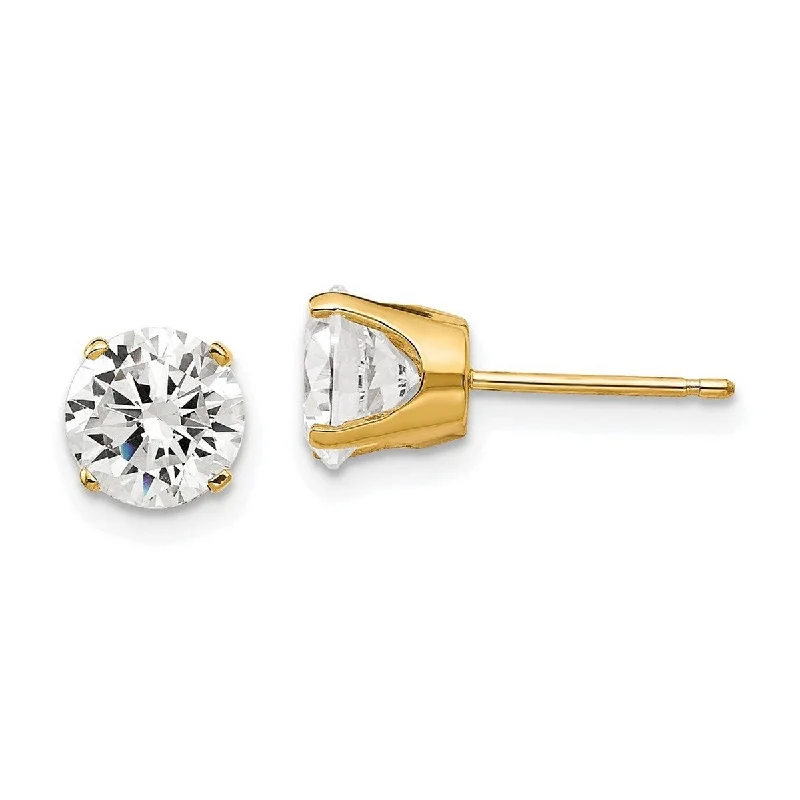 Multi Stud Earrings with Chains -Curata 14k Yellow Gold Polished Post Earrings 6.5mm CZ Cubic Zirconia stud Earrings - 7x7mm Wide