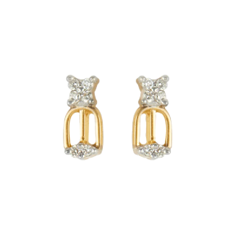 Stud Earrings for Christmas Party -18KT (750) Yellow Gold And Diamond Stud Earrings For Women