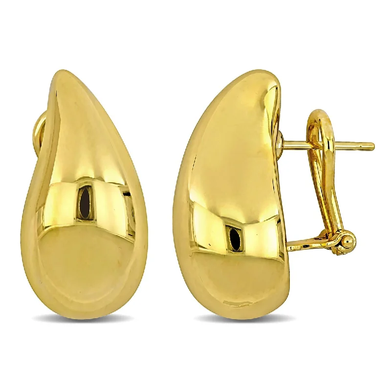 Stud Earrings for Formal Attire -Miadora 24mm Teardrop Design Stud Earrings in 14K Yellow Gold