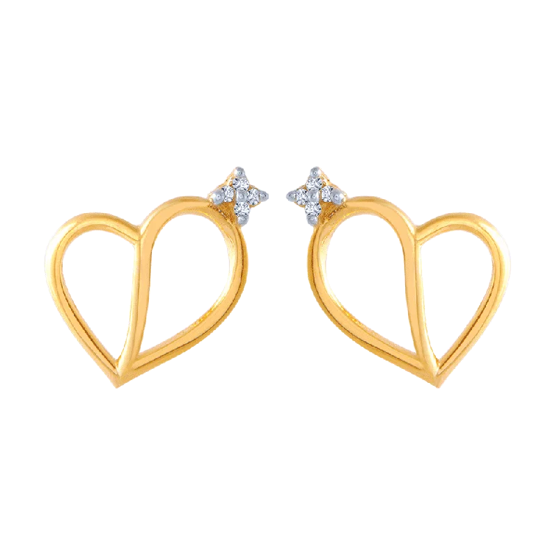 Contemporary Stud Earrings for Fashion -14KT (585) Yellow Gold And American Diamond Stud Earrings For Women