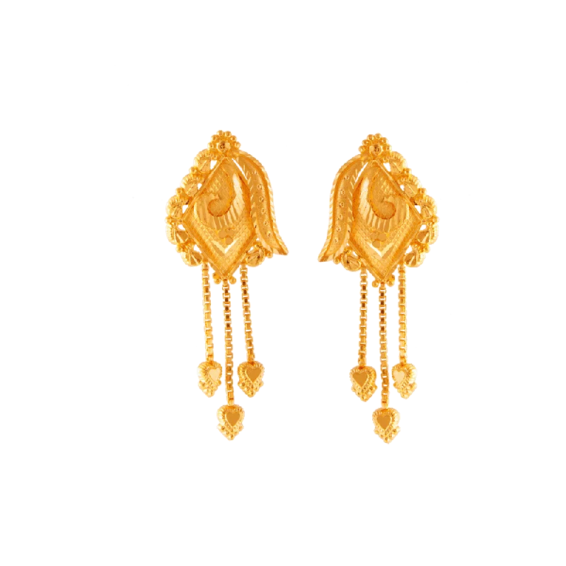 Bohemian Stud Earrings with Tassels -22KT (916) Yellow Gold Stud Earrings For Women