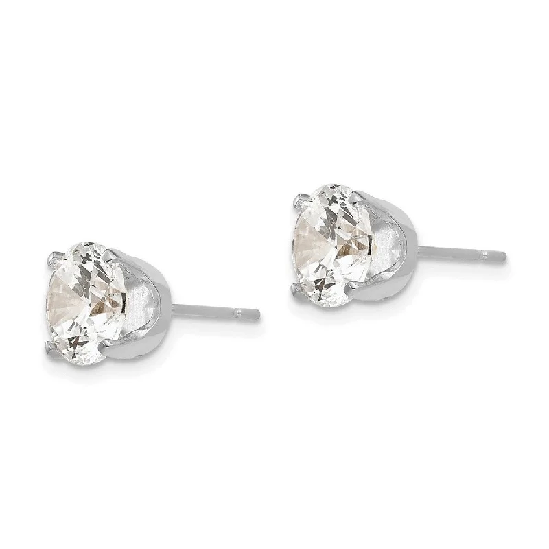 Clip On Stud Earrings for Non Pierced -Curata 14k White Gold Polished Post Earrings 8mm CZ Cubic Zirconia stud Earrings - 8x8mm Wide