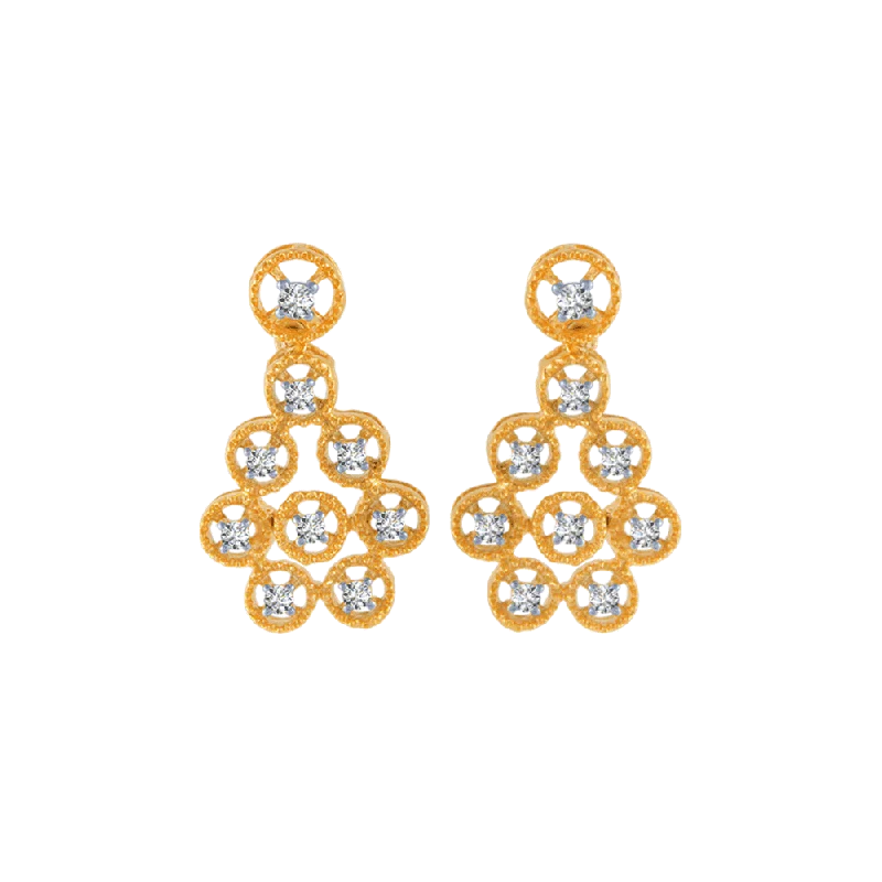 Magnetic Closure Stud Earrings for Easy -14KT (585) Yellow Gold And Diamond Stud Earrings For Women