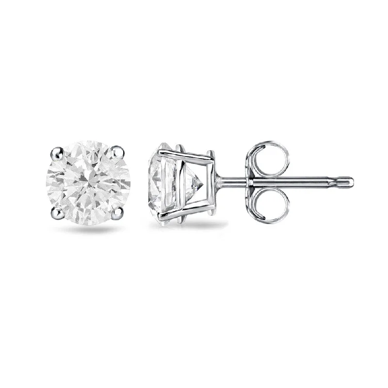 Stud Earrings for Party Look -14k Gold Round 3/4ct TW Clarity Enhanced Diamond Stud Earrings (H-I, I1-I2) - White H-I