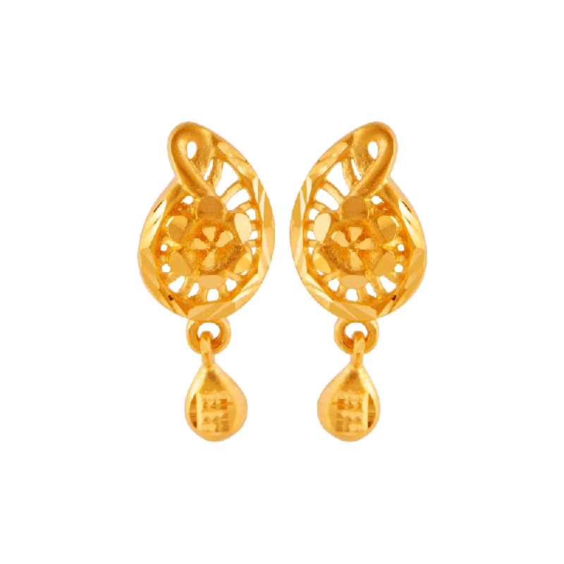 Tarnish Resistant Stud Earrings for Longevity -22KT (916) Yellow Gold Stud Earrings For Women