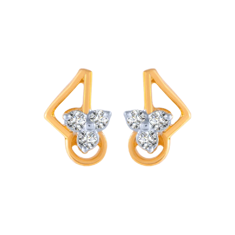 Heavy Duty Stud Earrings for Durability -18KT (750) Yellow Gold And Solitaire Stud Earrings For Women