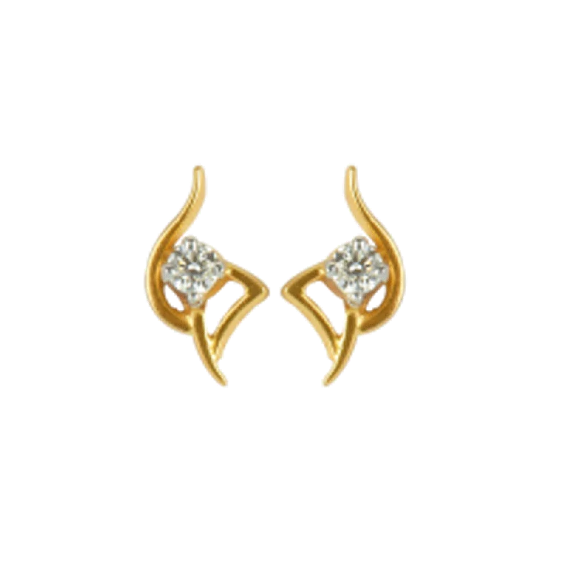 Stud Earrings for Mother's Day -18KT (750) Yellow Gold And Diamond Stud Earrings For Women