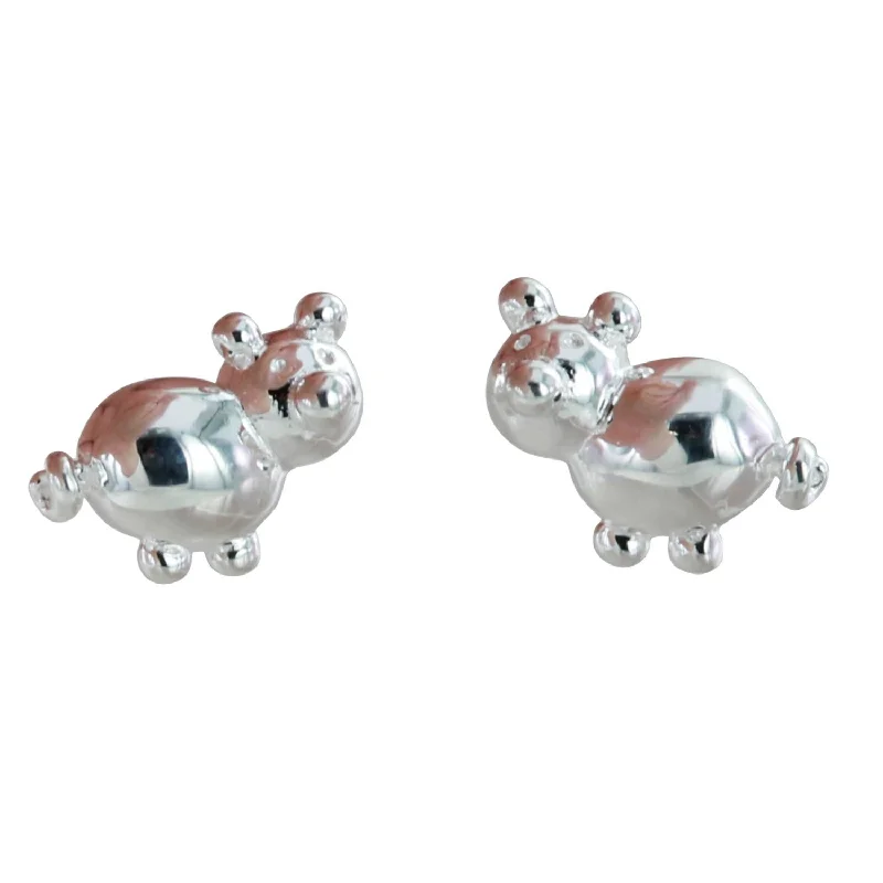 Stud Earrings for Engagement Party -Sterling Silver Balloon Design Pig Stud Earrings