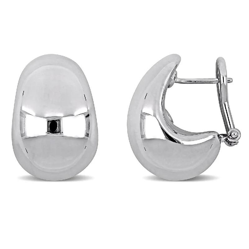 Stud Earrings for School Uniform -Miadora 20mm Oval Stud Earrings in 14K White Gold