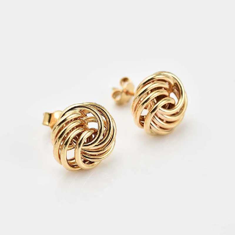 Large Stud Earrings for Statement -9k Yellow Gold Rose Petals Stud Earrings