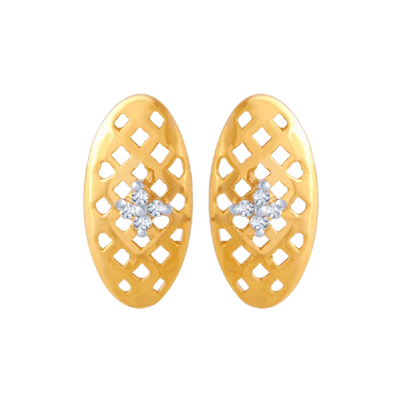 Gothic Stud Earrings with Dark Tone -14KT (585) Yellow Gold And American Diamond Stud Earrings For Women