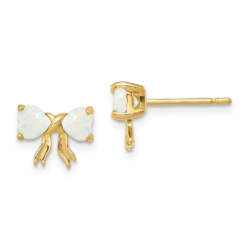 Stud Earrings for Everyday Glamour -14k Yellow Gold Created Gemstone Bow Stud Earrings (L-7.5 mm, W-9 mm)