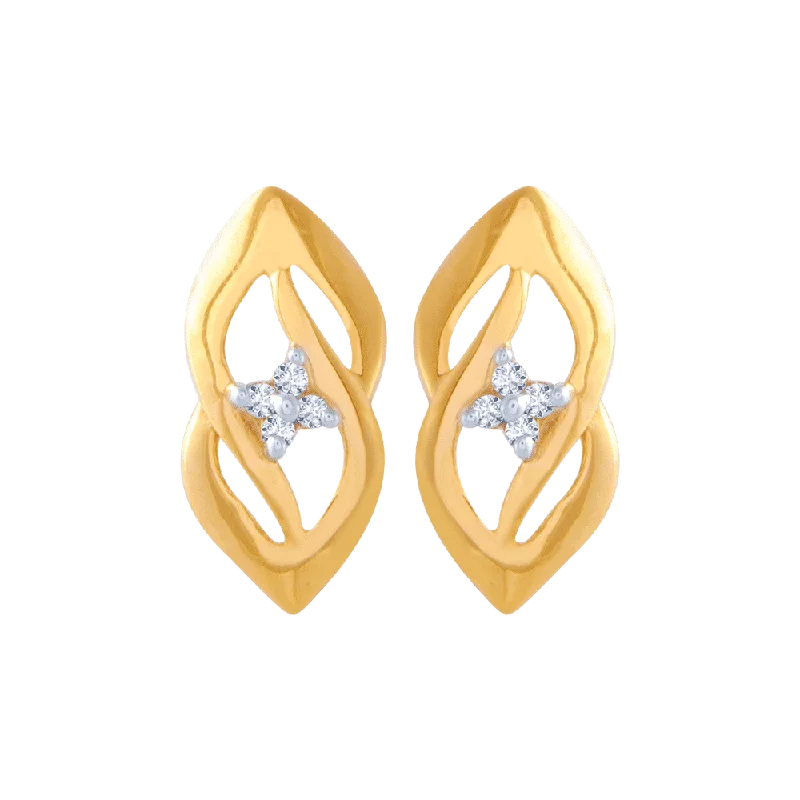 Crystal Stud Earrings for Sparkle -14KT (585) Yellow Gold And American Diamond Stud Earrings For Women