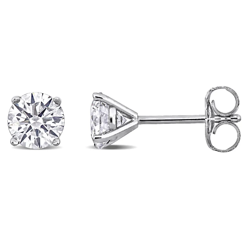 Square Stud Earrings for Modern -Created Forever 1ct TDW Lab-Grown Diamond Martini Style Solitaire Stud Earrings in 14k White Gold