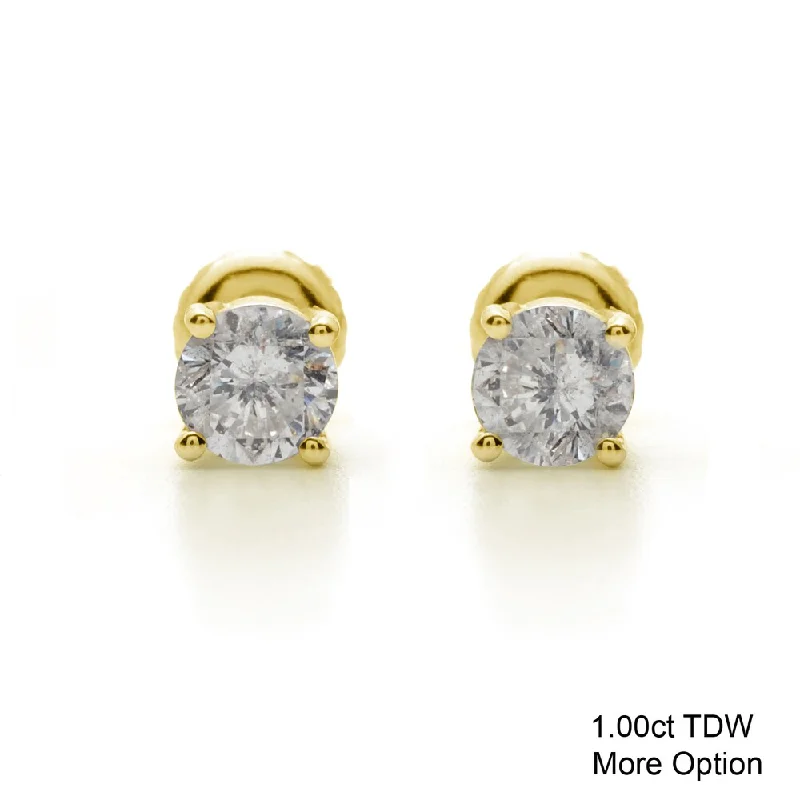 Stud Earrings with Enamel -14k Yellow Gold 1/4 to 3ct TDW Clarity-Enhanced Diamond Stud Earrings (I-J, I2-I3)