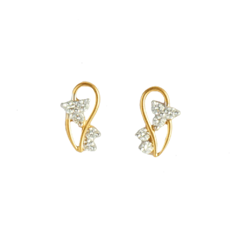 Stud Earrings for Anniversary -18KT (750) Yellow Gold And Diamond Stud Earrings For Women