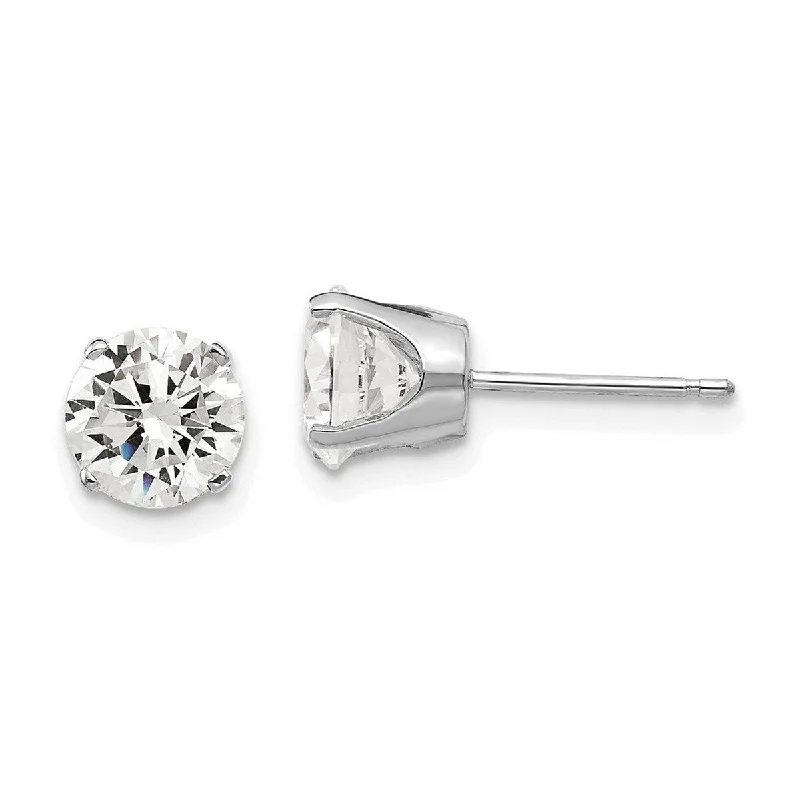 Stud Earrings with Star Motifs -Curata 14k White Gold Polished Post Earrings 6.5mm Cubic Zirconia Stud Earrings