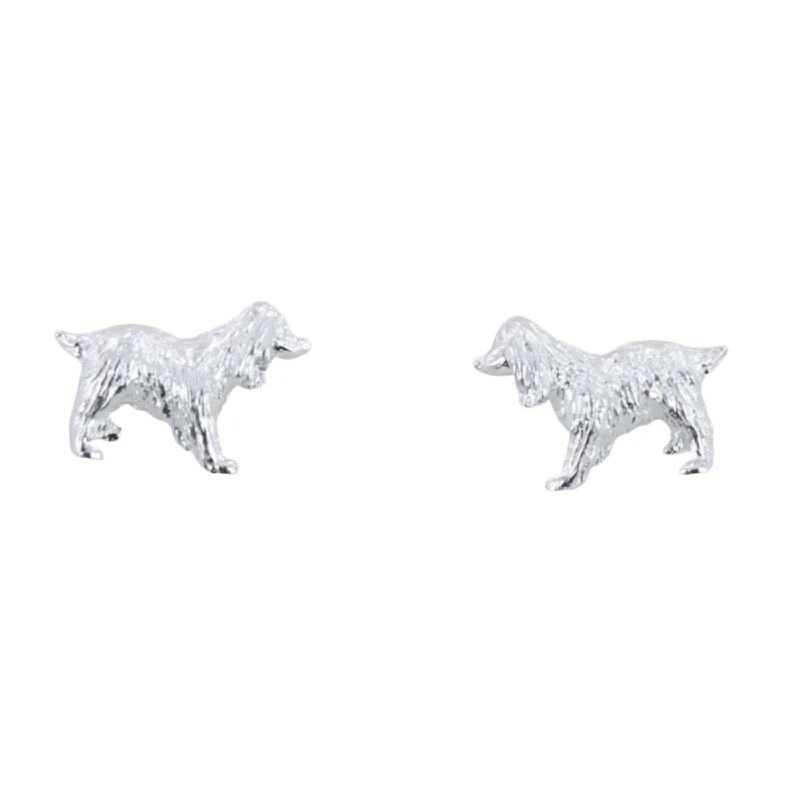 Stud Earrings for Office Wear -Silver Spaniel Stud Earrings