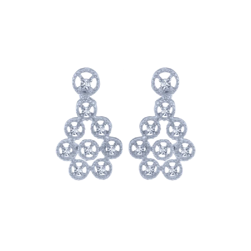 Screw Back Stud Earrings for Security -14KT (585) White Gold And Diamond Stud Earrings For Women