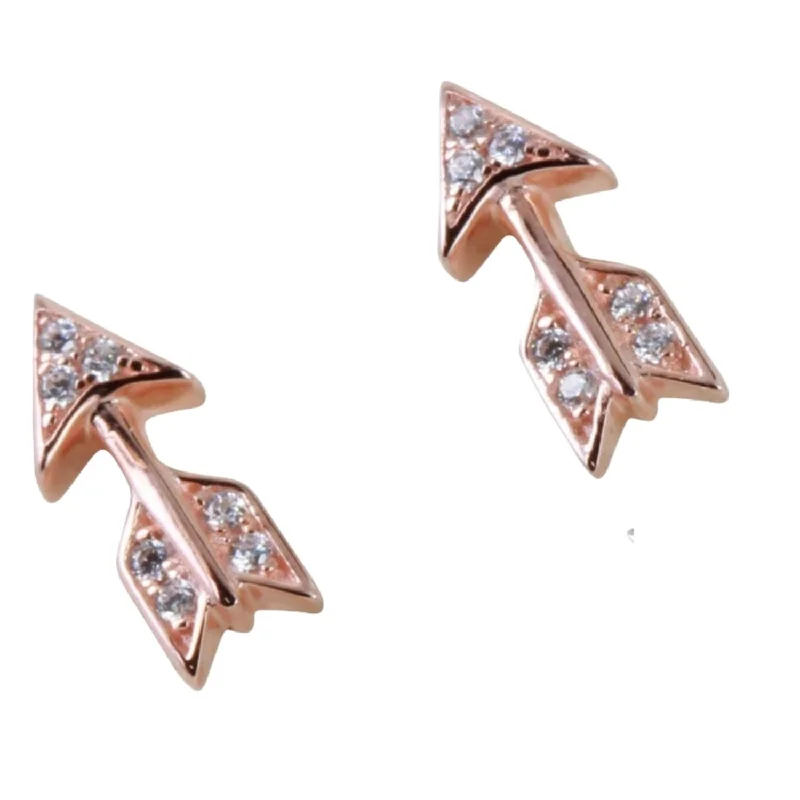 Stud Earrings for Prom Night -Arrow Pave Sterling Silver Stud Earrings