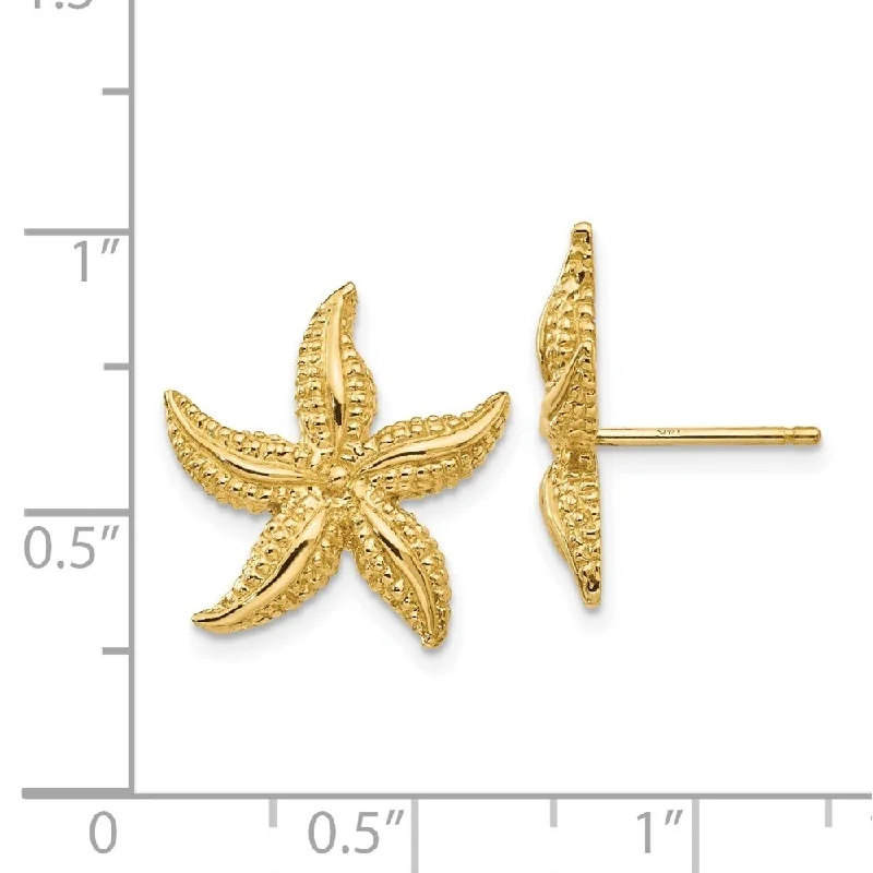 Adjustable Stud Earrings for Custom Fit -Diamond2Deal 14K Yellow Gold Starfish Stud Earrings (L- 17 mm, W- 16 mm)