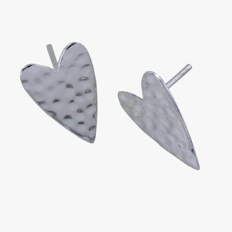 Stud Earrings for Work Attire -Big Love Sterling Silver Heart Stud Earrings