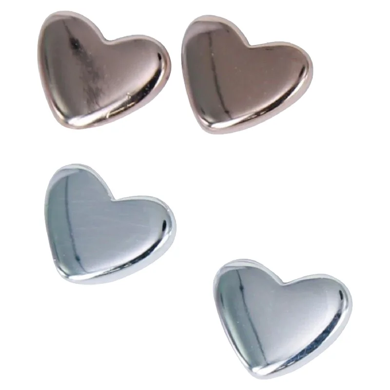 Stud Earrings with Debossed Designs -Petite Heart Sterling Silver Stud Earrings