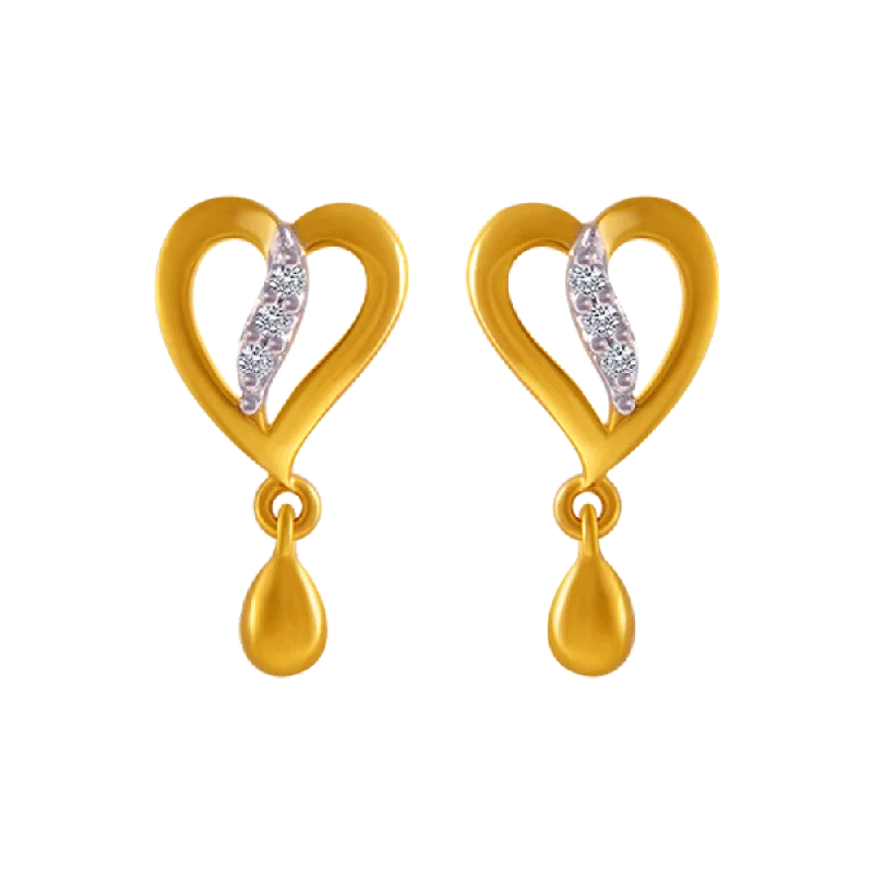 Stud Earrings for Concert Look -14KT (585) Yellow Gold And American Diamond Stud Earrings For Women