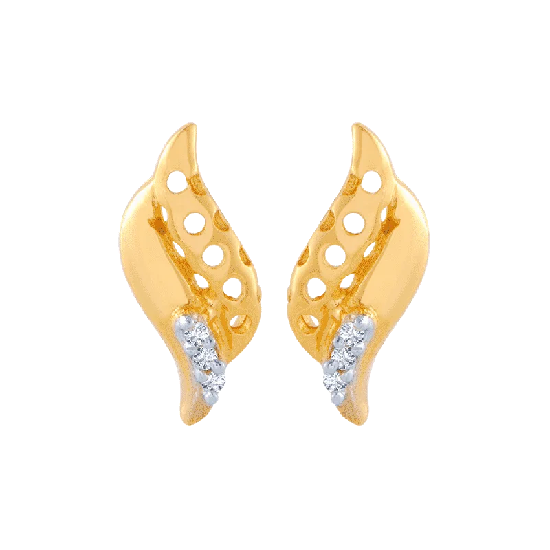 Punk Stud Earrings with Spikes -14KT (585) Yellow Gold And American Diamond Stud Earrings For Women