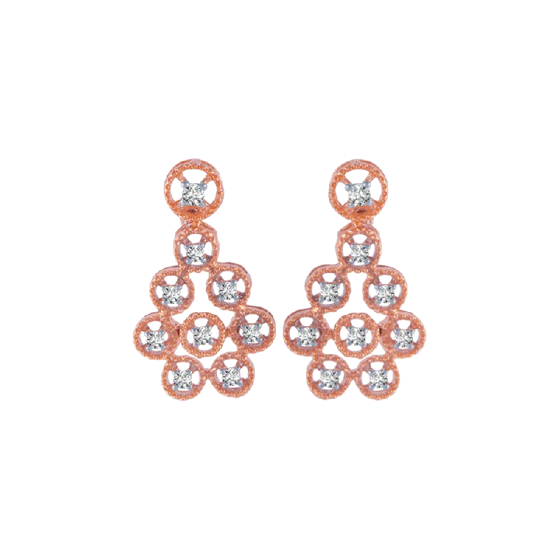 Lead Free Stud Earrings for Health -18KT (750) Rose Gold And Diamond Stud Earrings For Women