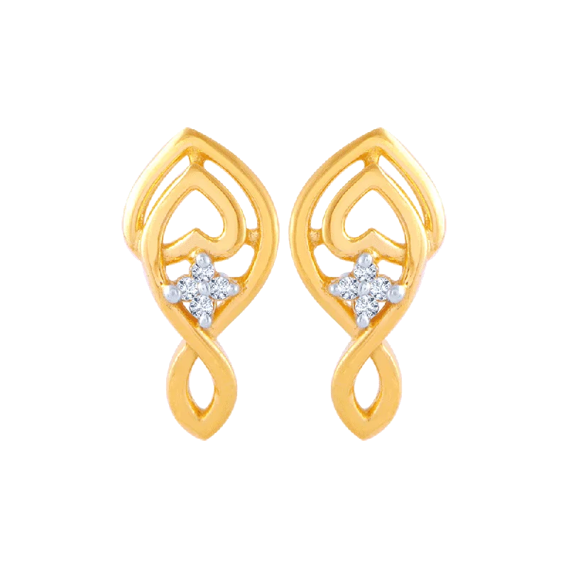 Multi Stud Earrings with Chains -14KT (585) Yellow Gold And American Diamond Stud Earrings For Women