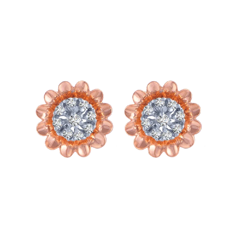 Lightweight Stud Earrings for All Day -18KT (750) Rose Gold And Diamond Stud Earrings For Women