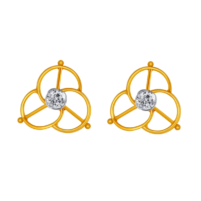 Stud Earrings with Knot Designs -14KT (585) Yellow Gold Stud Earrings For Women