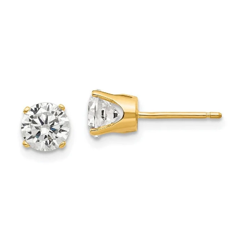 Stud Earrings with Knot Designs -Curata 14k Yellow Gold Polished Post Earrings 5.5mm CZ Cubic Zirconia stud Earrings - 6x6mm Wide