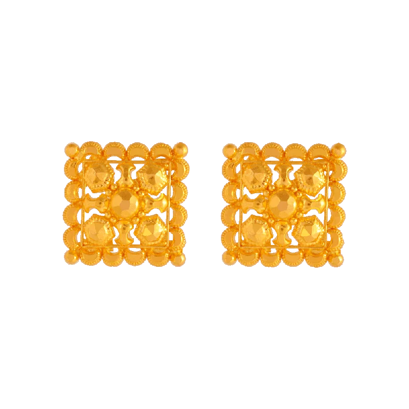 Double Stud Earrings for Impact -22KT Yellow Gold Stud Earrings For Women