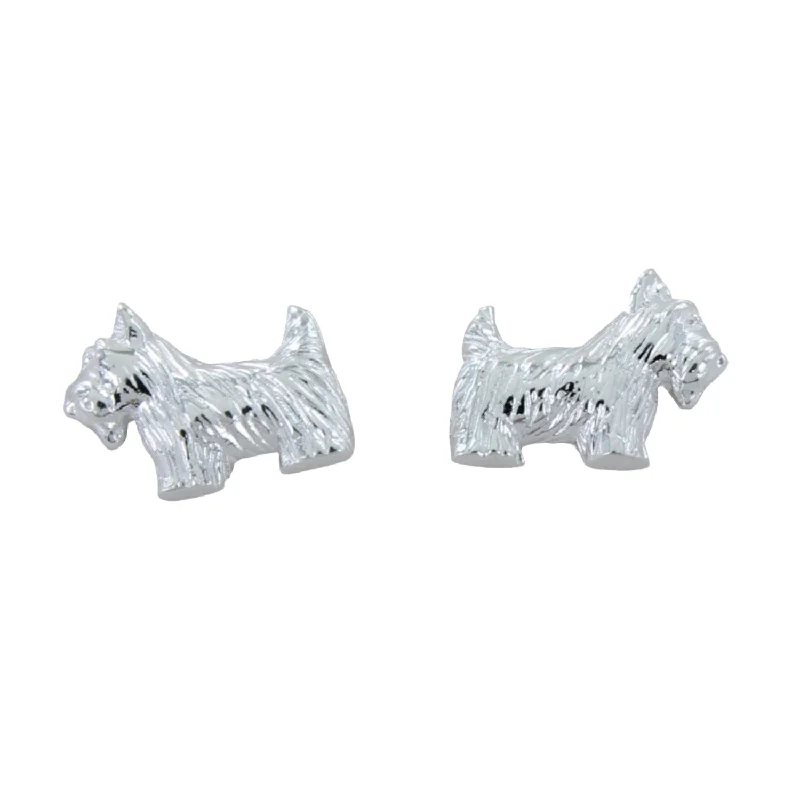 Stud Earrings for Graduation Day -Sterling Silver Scottie Dog Stud Earrings