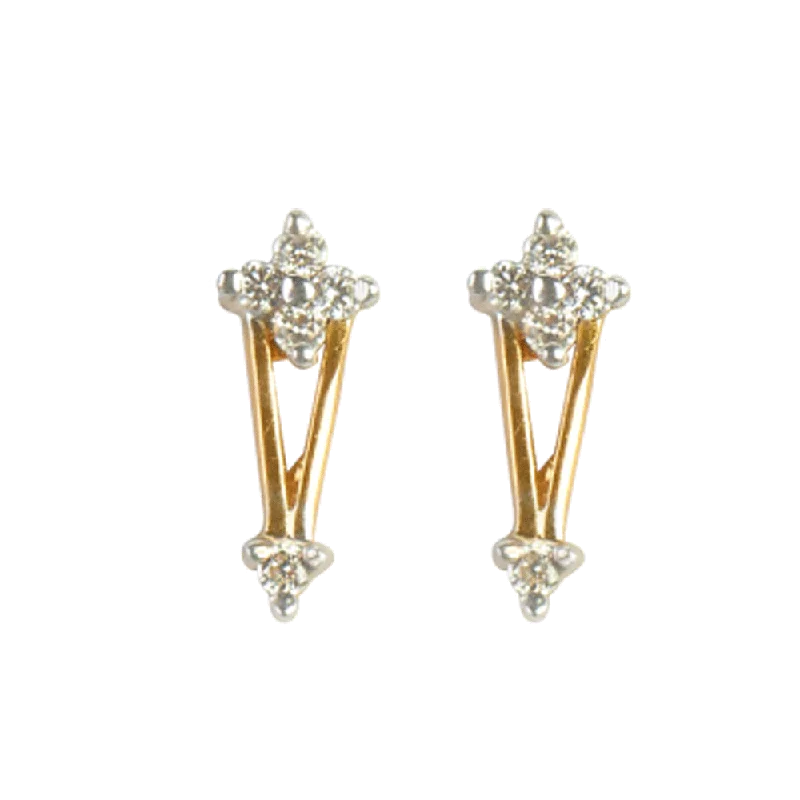 Stud Earrings for Valentine's Day -18KT (750) Yellow Gold And Diamond Stud Earrings For Women