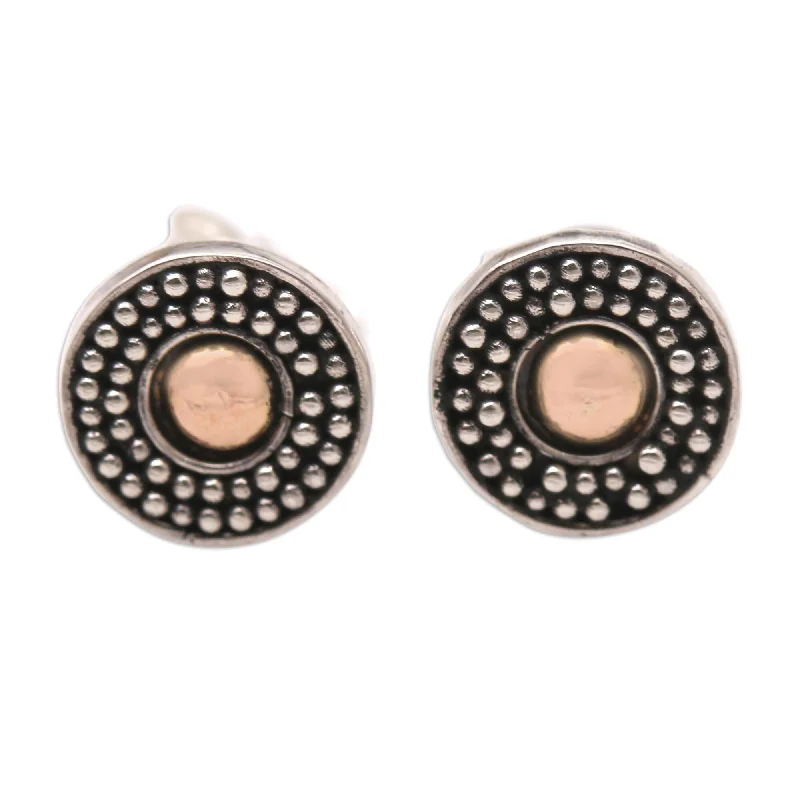 Maximalist Stud Earrings for Bling -Novica Handmade Balinese Music Gold-Accented Stud Earrings