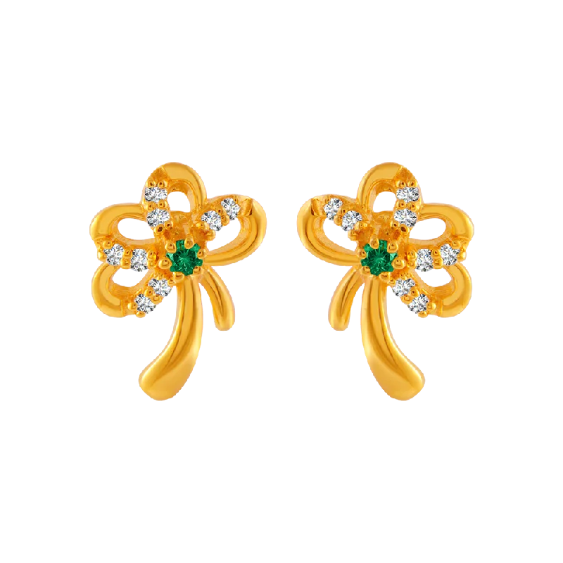 Maximalist Stud Earrings for Bling -22KT Yellow Gold And American Diamond Stud Earrings For Women