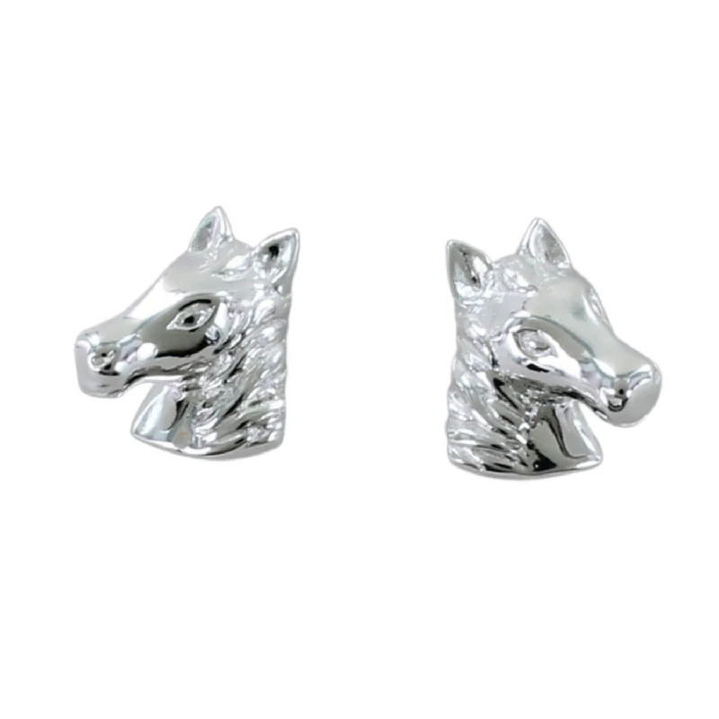 Stud Earrings for Evening Gown -Sterling Silver Horse Head Stud Earrings