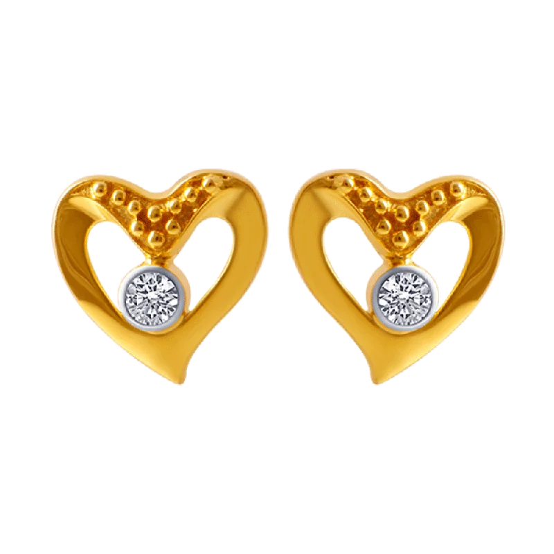 Stud Earrings for Festival Style -14KT (585) Yellow Gold And American Diamond Stud Earrings For Women